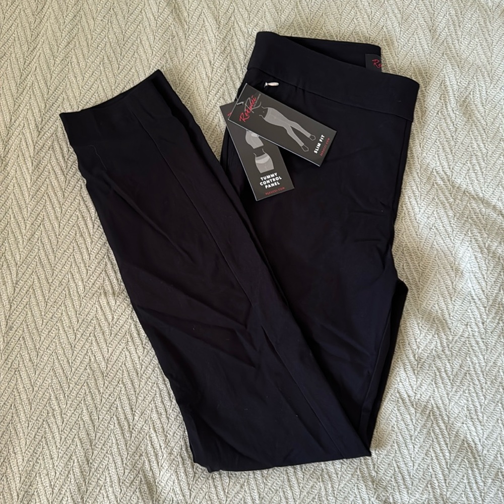 New Black Stretch Leggingsng Pants Slim Fit Tummy Control Zipper pockets